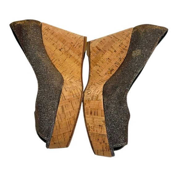 Stuart Weitzman Anna wedge heels iridescent metallic shimmer sz 8 - Picture 4 of 7